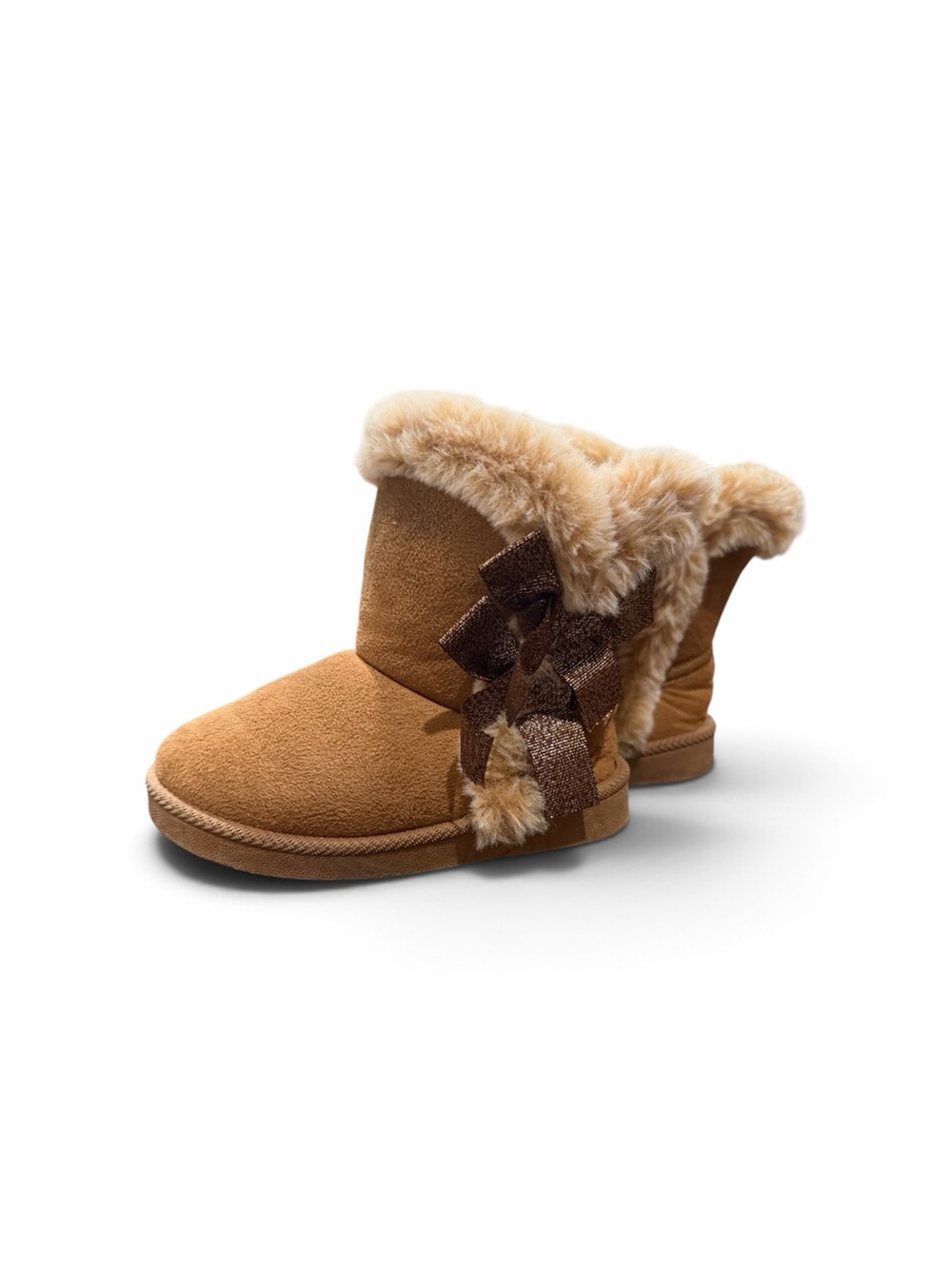 Kids Plush Lined Bow Accent Winter Boots - Brown